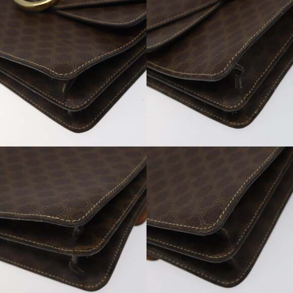 CELINE Macadam Canvas Hand Bag Pvc Leather Brown Gold - Picture 10 of 13